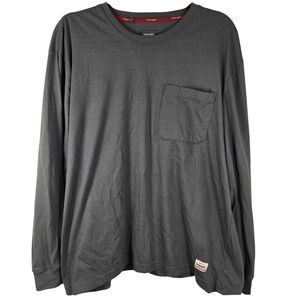 Wrangler Work T-Shirt Men's XL Gray Long Sleeve Pocket Tee Recycled Cotton Blend